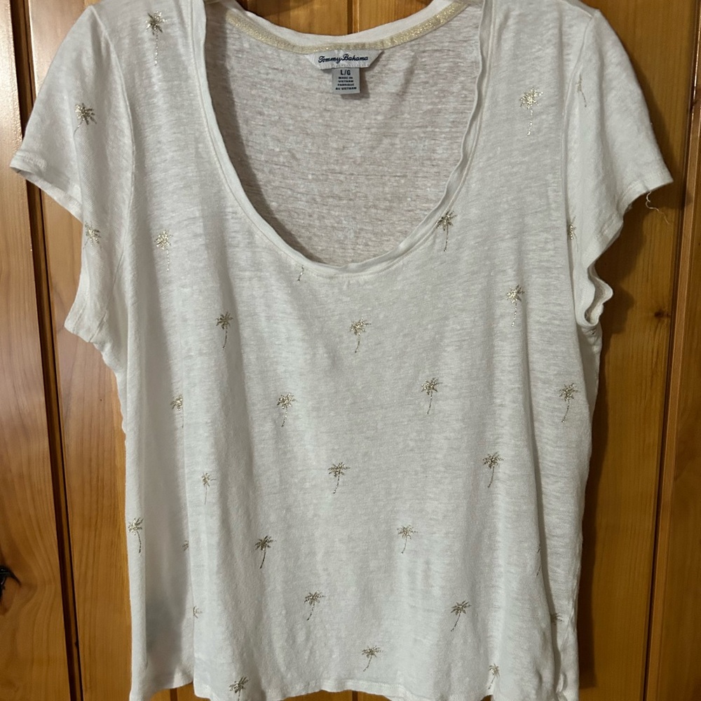Tommy Bahama Palm Tee comfortable lightweight cotton linen shirt.